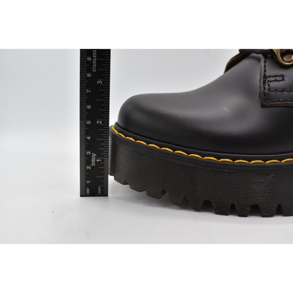 Dr Martens Women 10 Leona Lug Sole Platform Black Vintage Leather Derby Shoes - Picture 8 of 13